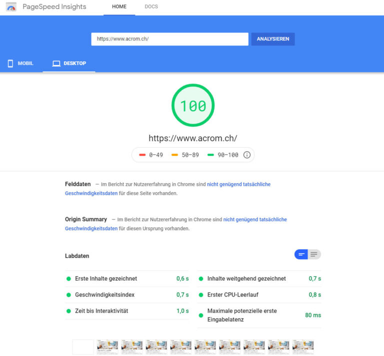 100 Punkte bei Google Page Speed