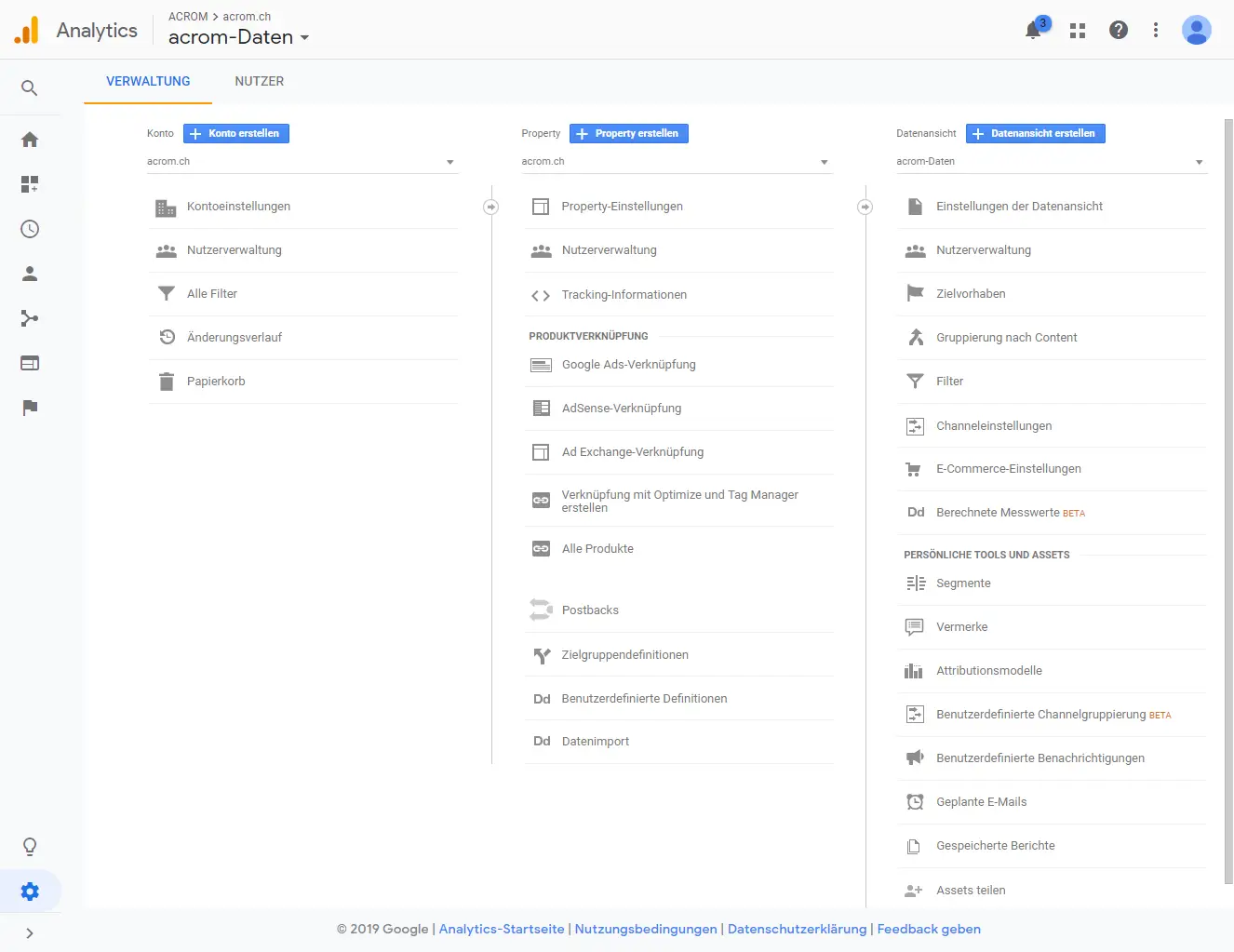Google Analytics Verwaltung