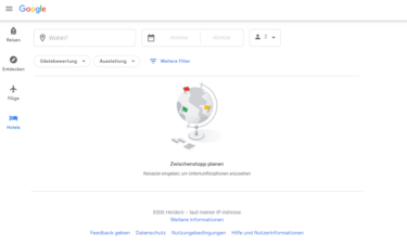 Screenshot Google Travel