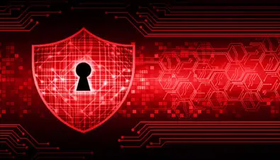 Schloss und Schild für digitale Sicherheit