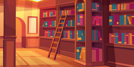 gezeichnete bibliothek