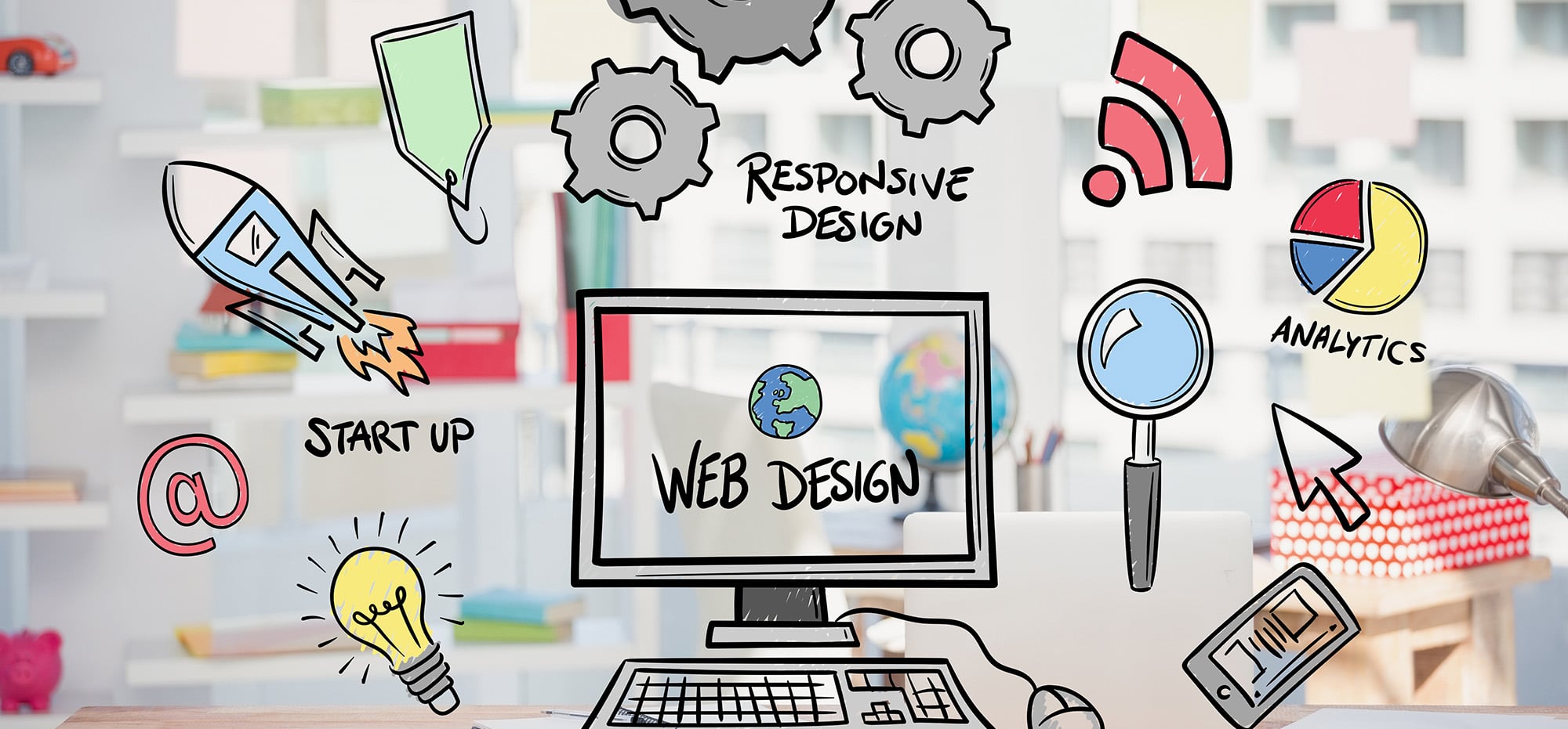 Webagentur & Online Marketing web design concept with