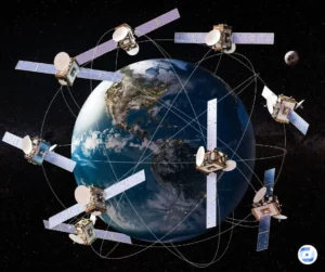 satelliten umkreisen erde planet weltraum all — Starlink will die Mobilfunkwelt revolutionieren