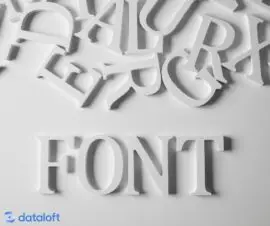 Buchstaben formen das Wort Fonts Symbolische Darstellung von Google Fonts