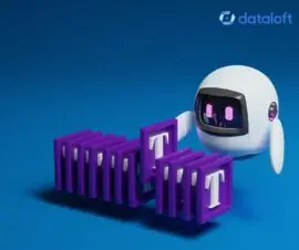 Kleiner rundlicher Roboter sortiert Buchstaben T, Prompt Engineering