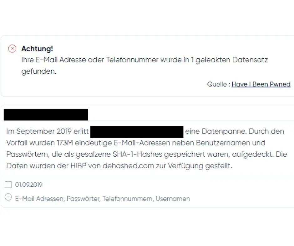 Screenshot von experte.de Email Leak Check