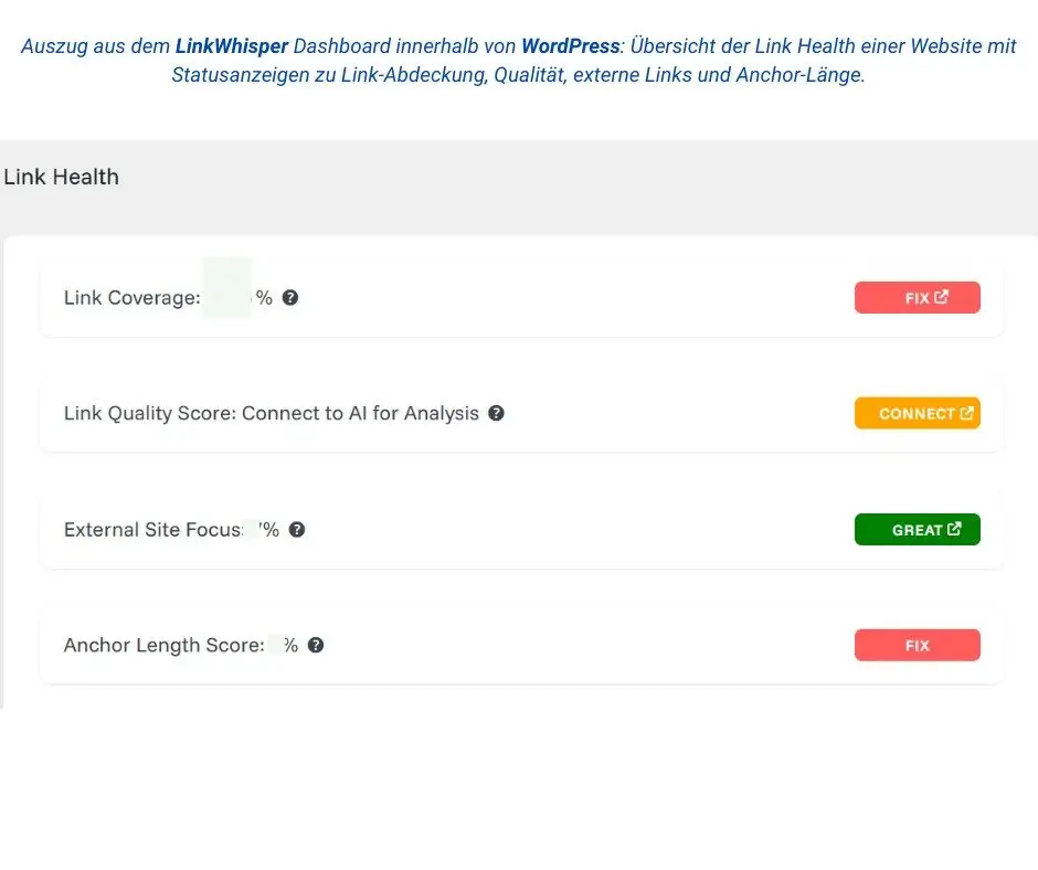LinkWhisper Link Health Dashboard Screenshot