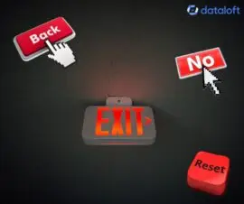 Verschiedene Schilder und Tasten die Widerrufsbuttons symbolisieren