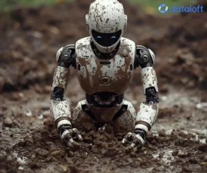 kleiner roboter spielt im schlamm matsch — KI Output verifizieren: Sicherheit im Umgang mit automatisierten Antworten