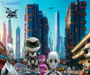 futuristische stadt roboter ki ai — Muss ich KI-Inhalte kennzeichnen?