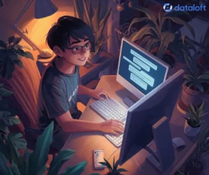 teenager am computer mit chatbot chatfenster — Elternkontrolle bei ChatGPT und Pläne von OpenAI zum Schutz von Jugendlichen