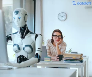 roboter frau buero computer tippen schreiben — KI-generierte Texte oder Menschenhand? Warum sogar Tools den Unterschied nicht erkennen
