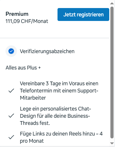 Screenhot Meta Verified Premium Abo