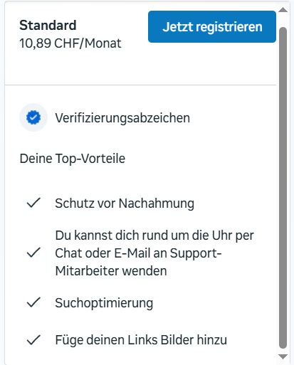 Screenshot Meta Verified Abo Standard