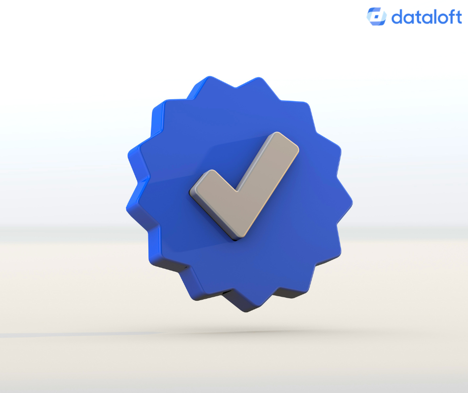 Meta Verified Haken auf blauem Feld